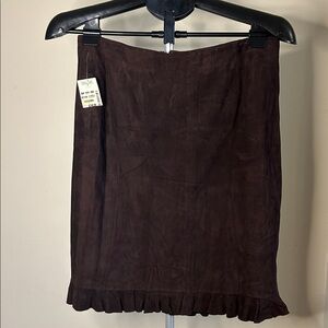 Elegant Brown Mini Skirt with Ruffle Hem